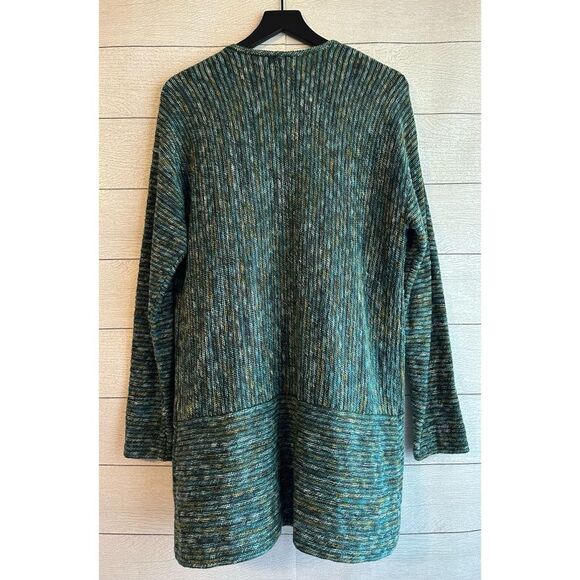 J. Jill Marled Textured Long Pocket Cardigan Green Size Medium - Picture 6 of 8